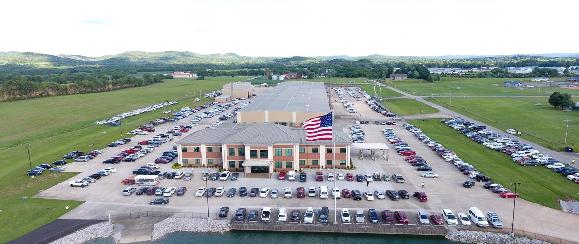 aerial shot of office